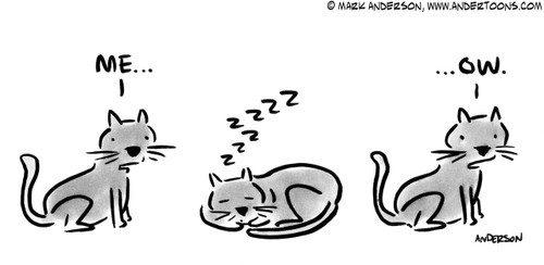 Cat Cartoon # 6229 - (Cat falls asleep mid 'meow' then finishes.)