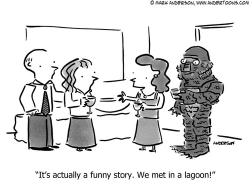 Halloween Cartoon # 6454 - It's actually a funny story. We met in a lagoon!