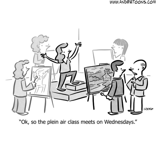 teachers working with students cartoons