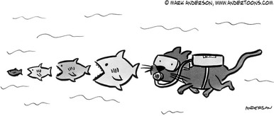 cat being chased in submarine cartoon