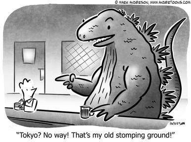 Godzilla Cartoon # 8147 - ANDERTOONS