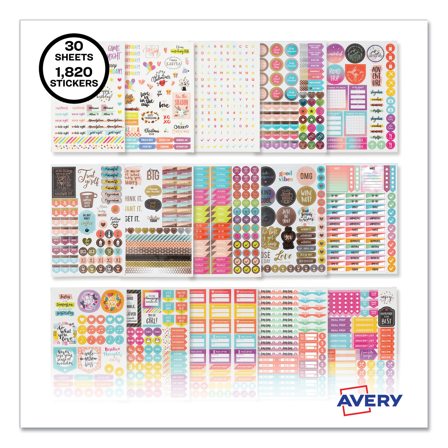 Avery® Planner Accessories Box, Planner Stickers (87000)