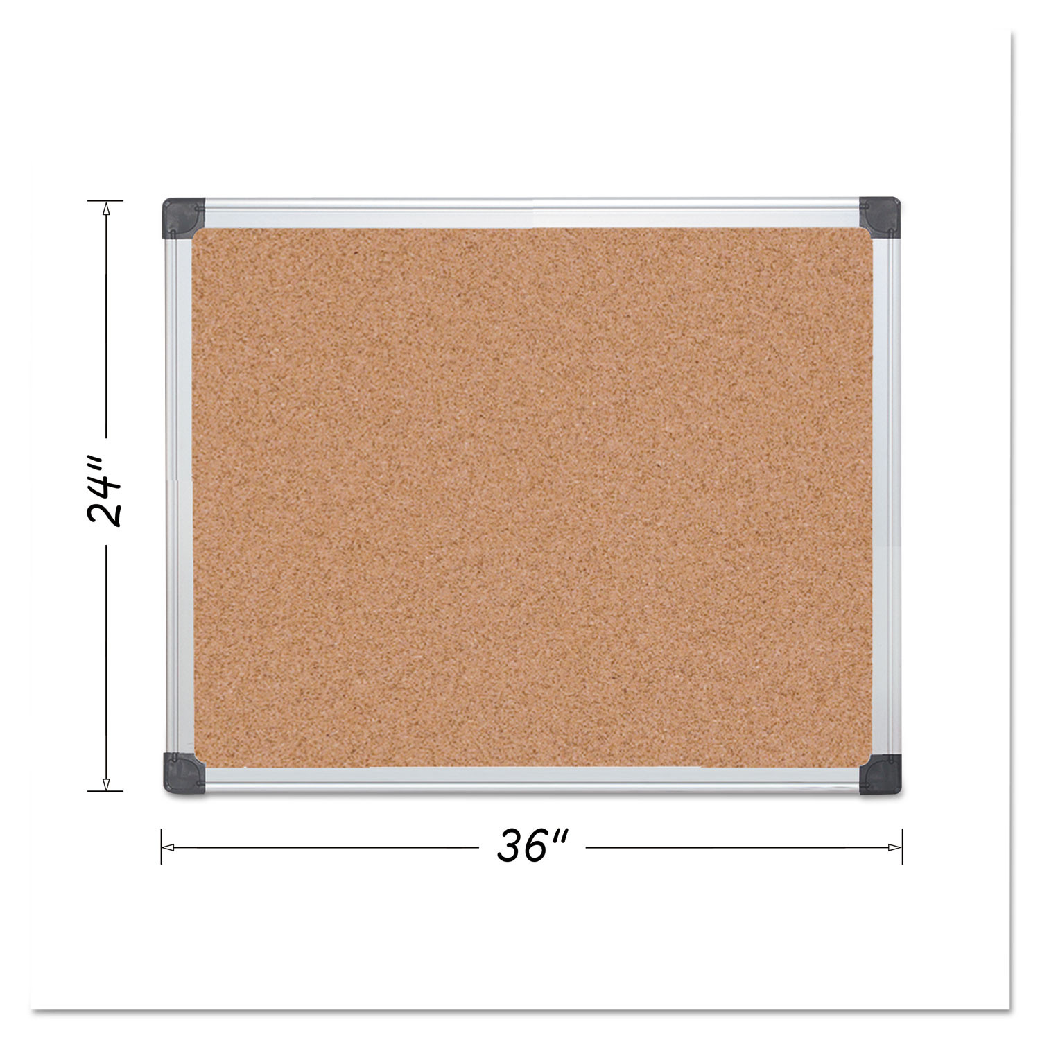 MasterVision Value Cork Bulletin Board with Aluminum Frame, 24 x 36,  Natural Surface, Silver Aluminum Frame Envision Supply Source