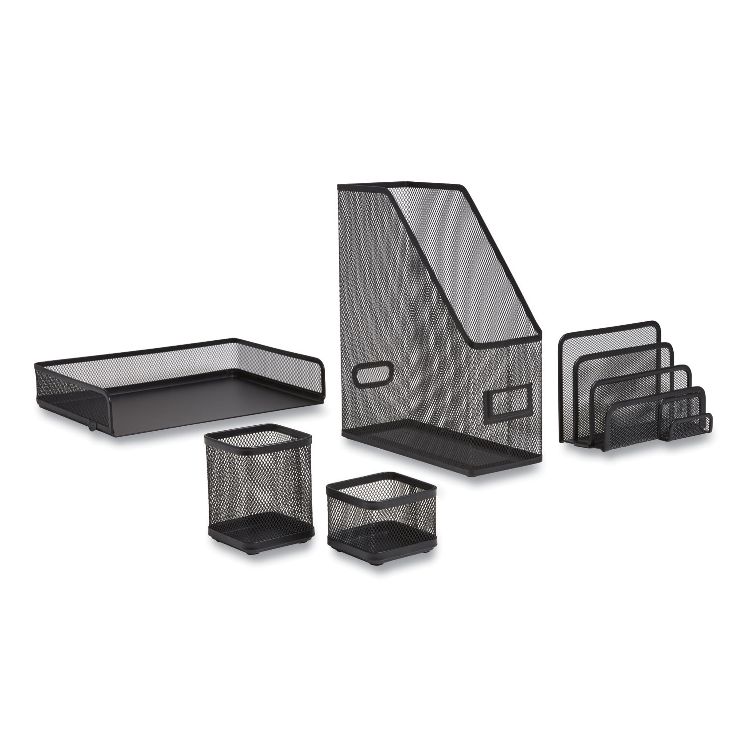 TRU RED Wire Mesh Organizer Set, 5 Pieces, Matte Black Envision