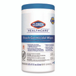 Clorox Healthcare Bleach Germicidal Wipes, 1-Ply, 6.75 x 9, Unscented, White, 70/Canister