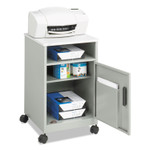 Safco Steel Machine Stand with Open Storage Compartment, Wood, 4 Shelves, 1 Bin, 15.25 x 17.25 x 27.25, Gray