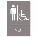 Headline Sign ADA Sign, Men Restroom Wheelchair Accessible Symbol, Molded Plastic, 6 x 9, Gray