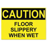 Headline Sign OSHA Safety Signs, CAUTION SLIPPERY WHEN WET, Yellow/Black, 10 x 14