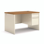 HON 38000 Series Right Pedestal Desk, 48" x 30" x 29.5", Harvest/Putty