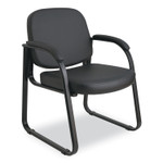 Alera Genaro Series Faux Leather Half-Back Sled Base Guest Chair, 25" x 24.80" x 33.66", Black Seat, Black Back, Black Base (ALERL43C16) Product Image 