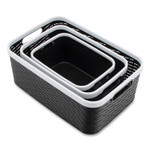 Advantus Open Lid Storage Bin, Assorted Sizes, Black/White, 3/Pack View Product Image