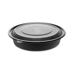 Pactiv Evergreen EarthChoice MealMaster Container with Lid, 48 oz, 10.13" Diameter x 2.13" h, Black/Clear, Plastic, 150/Carton