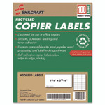 AbilityOne 7530012074363, SKILCRAFT Recycled Copier Labels, Copiers, 1.38 x 2.81, White, 24/Sheet, 100 Sheets/Box