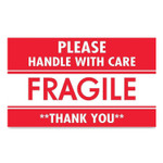Pre-Printed Message Labels, Fragile-Please Handle With Care-Thank You, 3 X 5, Red/white, 500/roll (MXPLABDL1270)