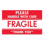 Pre-Printed Message Labels, Fragile-Please Handle With Care-Thank You, 3 X 5, Red/white, 500/roll (MXPLABDL1270) View Product Image