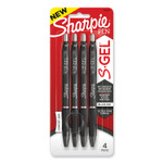Sharpie S-Gel S-Gel High-Performance Gel Pen, Retractable, Extra-Fine 0.38 mm, Black Ink, Black Barrel, 4/Pack