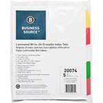 Business Source Write-on Tab Indexes, 5-Tab, 11"x8-1/2", 5 Tabs/ST, Multi (BSN20074) View Product Image