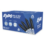 EXPO Vis-a-Vis Wet Erase Marker, Fine Bullet Tip, Black, 36/Pack (SAN2134342) View Product Image