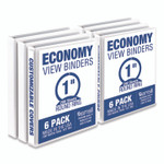 Samsill Economy Round Ring View Binders, 3 Rings, 1" Capacity, 11.5 x 8.5, White, 6/Carton