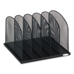 Safco Onyx Mesh Desk Organizer with Upright Sections, 5 Sections, Letter to Legal Size Files, 12.5" x 11.25" x 8.25", Black (SAF3256BL) View Product Image