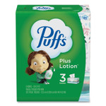 Puffs Plus Lotion Facial Tissue, 2-Ply, White, 124/Box, 3 Box/Pack, 8 Packs/Carton