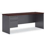HON 38000 Series Left Pedestal Credenza, 72w x 24d x 29.5h, Mahogany/Charcoal