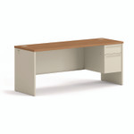 HON 38000 Series Right Pedestal Credenza, 72w x 24d x 29.5h, Harvest/Putty