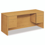 HON 10500 Series Kneespace Credenza With 3/4-Height Pedestals, 60w x 24d x 29.5h, Harvest