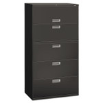 HON Brigade 600 Series Lateral File, 4 Legal/Letter-Size File Drawers, 1 Roll-Out File Shelf, Charcoal, 36" x 18" x 64.25"