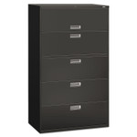 HON Brigade 600 Series Lateral File, 4 Legal/Letter-Size File Drawers, 1 Roll-Out File Shelf, Charcoal, 42" x 18" x 64.25"