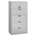 HON Brigade 600 Series Lateral File, 4 Legal/Letter-Size File Drawers, 1 Roll-Out File Shelf, Light Gray, 36" x 18" x 64.25"
