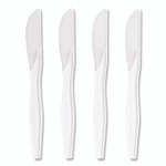 Perk Mediumweight Plastic Cutlery, Knife, Plastic, White, 1,000/Pack
