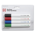 TRU RED Dry Erase Marker, Tank-Style, Medium Chisel Tip, Assorted Colors, 4/Pack