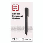 TRU RED Permanent Marker, Pen-Style, Fine Bullet Tip, Black, Dozen