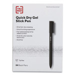 TRU RED Quick Dry Gel Pen, Retractable, Medium 0.7 mm, Black Ink, Black Barrel, 5/Pack
