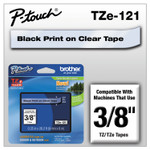 Brother P-Touch TZe Standard Adhesive Laminated Labeling Tape, 0.35" x 26.2 ft, Black on Clear