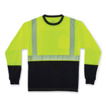 ergodyne GloWear 8281BK Class 2 Long Sleeve Shirt with Black Bottom, Polyester, 3X-Large, Lime