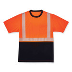 ergodyne GloWear 8280BK Class 2 Performance T-Shirt with Black Bottom, Polyester, X-Large, Orange