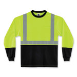 ergodyne GloWear 8291BK Type R Class 2 Black Front Long Sleeve T-Shirt, Polyester, 4X-Large, Lime