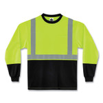 ergodyne GloWear 8291BK Type R Class 2 Black Front Long Sleeve T-Shirt, Polyester, Medium, Lime