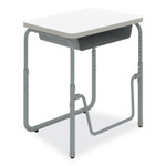 Safco AlphaBetter 2.0 Height-Adjustable Student Desk with Pendulum Bar and Book Box, 27.75 x 19.75 x 22 to 30, Dry Erase