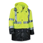 ergodyne GloWear 8365BK Class 3 Hi-Vis Rain Jacket Black Bottom, Small, Lime