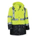 ergodyne GloWear 8365BK Class 3 Hi-Vis Rain Jacket Black Bottom, 2X-Large, Lime