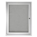 Ghent 1 Door Enclosed Vinyl Bulletin Board with Satin Frame, 18" x 24", Silver Surface, Satin Aluminum Frame