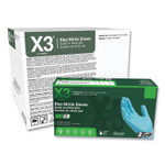 X3 by AMMEX Industrial Nitrile Gloves, Powder-Free, 3 mil, X-Large, Blue, 100/Box, 10 Boxes/Carton