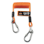 ergodyne Squids 3130M Coiled Cable Lanyard with Carabiners, 5 lb Max Working Capacity, 6.5" to 48" Long, Orange