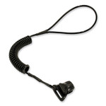 ergodyne Squids 3158 Coiled Lanyard with Clamp, 2 lb Max Working Capacity, 12" to 48" Long, Black