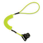 ergodyne Squids 3158 Coiled Lanyard with Clamp, 2 lb Max Working Capacity, 12" to 48" Long, Lime
