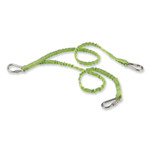 ergodyne Squids 3311 Twin-Leg Tool Lanyard with Three Carabiners, 15lb Max Working Capacity, 35" to 42" Long, Lime
