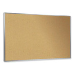Ghent Aluminum-Frame Natural Corkboard, 24" x 18", Tan Surface, Satin Aluminum Frame